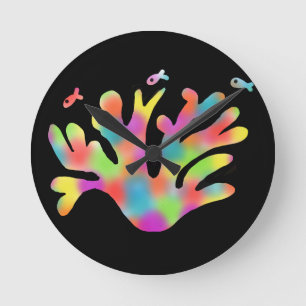 Neonkoralle runde wanduhr