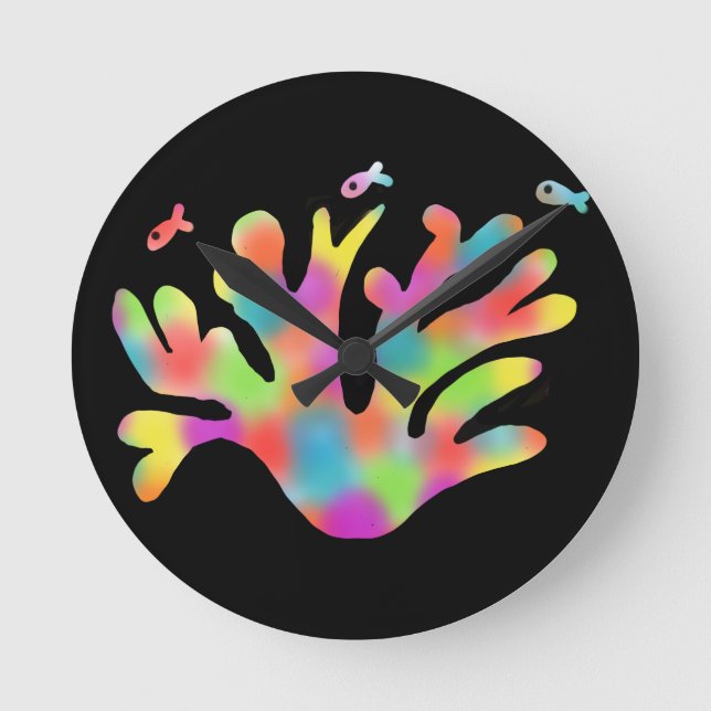 Neonkoralle  runde wanduhr (Vorderseite)