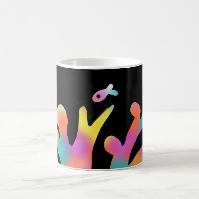 Neonkoralle und Fische Kaffeetasse (Mittel)
