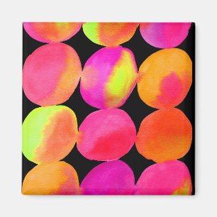 Neonkreismuster im Wasserfarben abstrakte Kunstfar Magnet