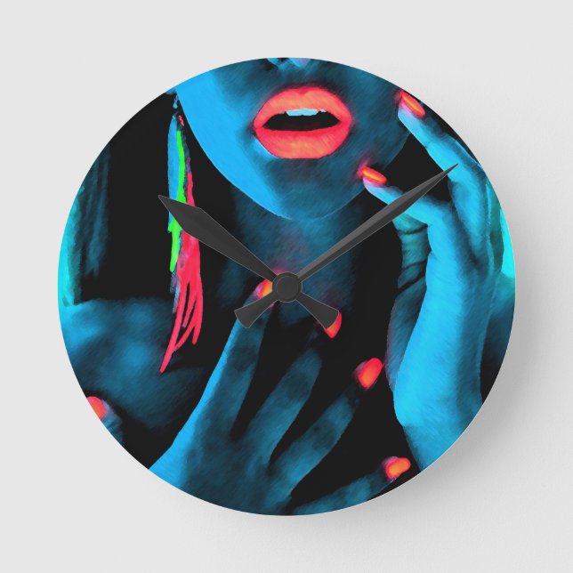 Neonkunst Runde Wanduhr (Vorderseite)