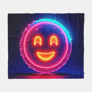 Neonlächeln: Helles Glückliches Leuchten Design Fleecedecke