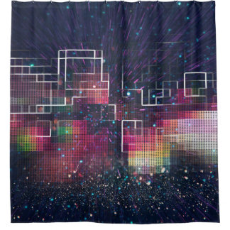 Neonleuchten und geometrisch nahtloses Muster Duschvorhang