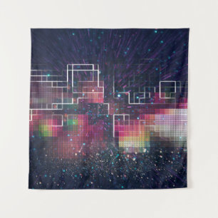 Neonleuchten und geometrisch nahtloses Muster Wandteppich