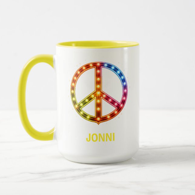 Neonlicht-Friedenszeichen Unisex Tasse (Links)