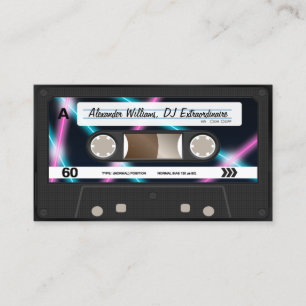 Neonlicht-Kassette DJ-Musikparty 80er Visitenkarte