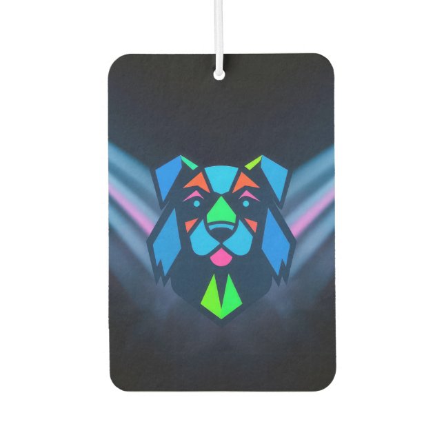 Neonlichter blauer Hund Autolufterfrischer (Vorderseite)