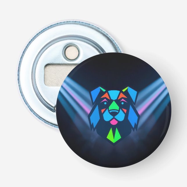 Neonlichter blauer Hund Flaschenöffner (Vorderseite)