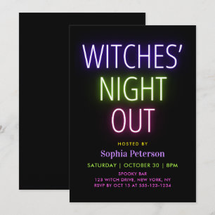 Neonlichter Hexen-Nacht-out Halloween-Party Einladung