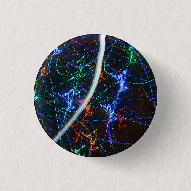 Neonlichtspuren abstrakte Fotografie. Cyberpunk  Button (Vorderseite)