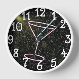 Neonmartini-Getränkentwurf Bar-Küchen-Wand-Uhr Wanduhr
