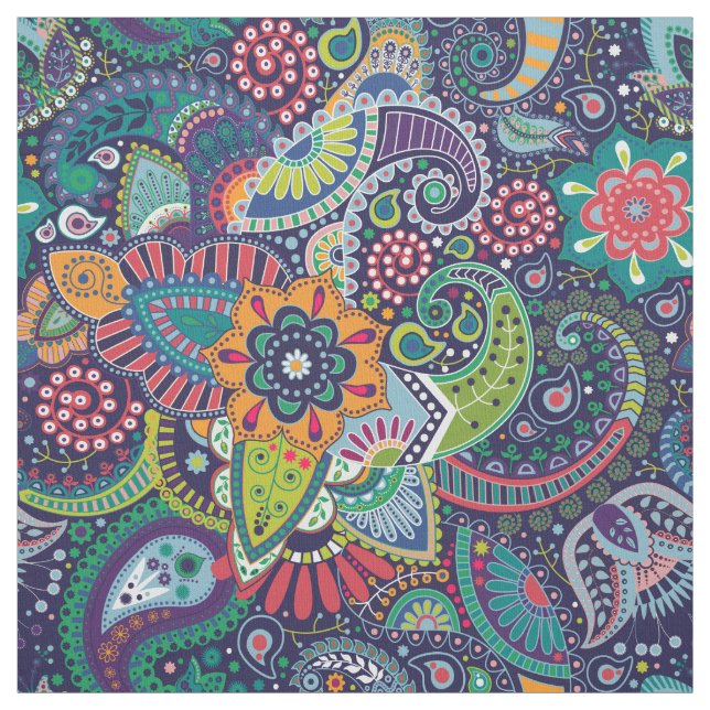 Neonmehrfarbenblumenpaisley-Muster Stoff (Muster)