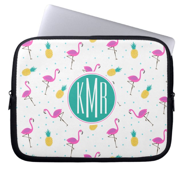 Neonmonogramm der flamingo-| laptopschutzhülle (Vorderseite)