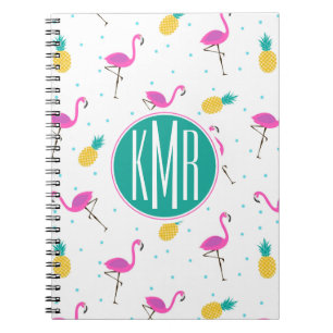 Neonmonogramm der flamingo- notizblock