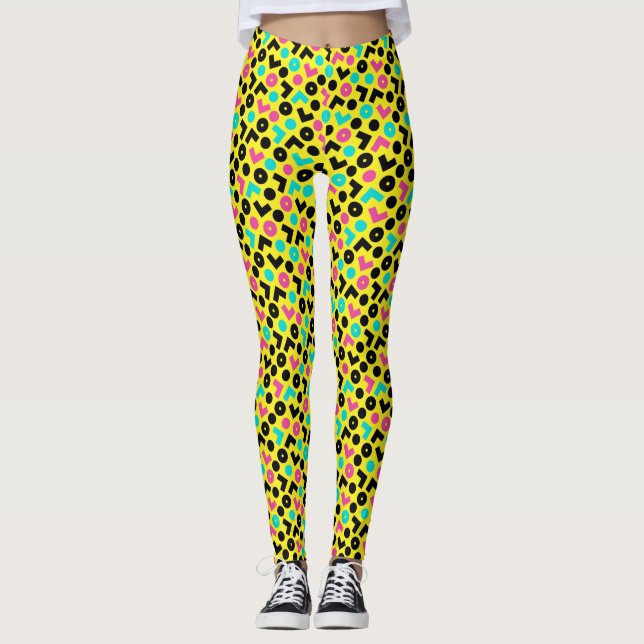 Neonmuster der 80er/90er Jahre Leggings (Vorderseite)