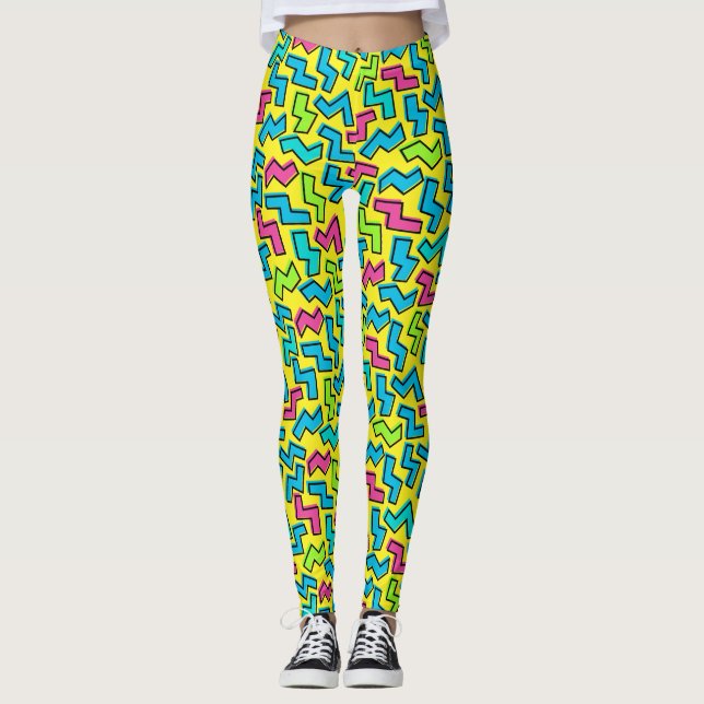 Neonmuster der 80er/90er Jahre Leggings (Vorderseite)