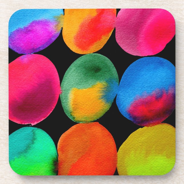Neonmuster in Aquarellfarbe abstrakte Kunstfarbe Getränkeuntersetzer (Vorderseite)
