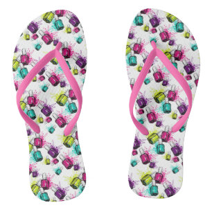Neonnagellack-Muster Flip Flops