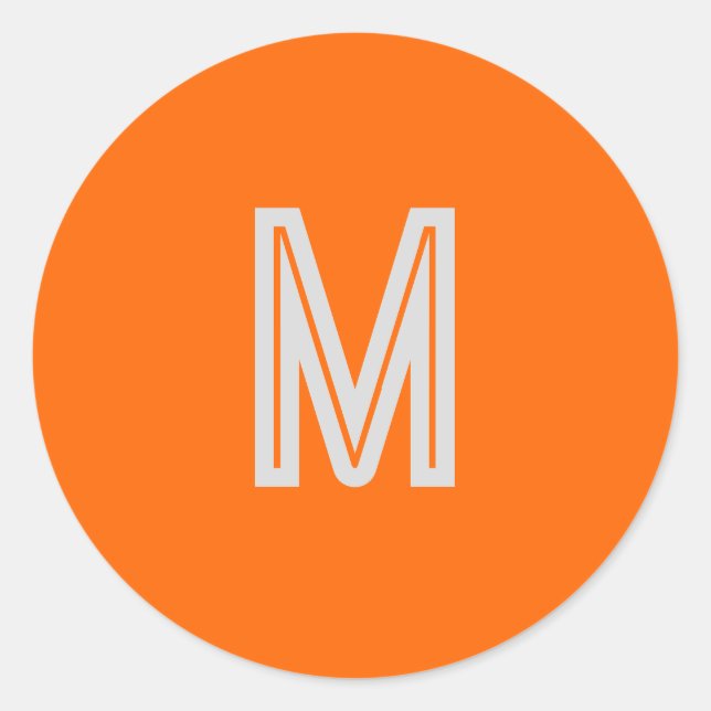 Neonorange - Monogramm hinzufügen Runder Aufkleber (Vorderseite)