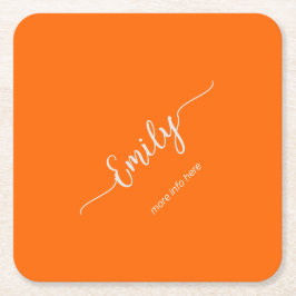 Neonorange-Schrift Rechteckiger Pappuntersetzer