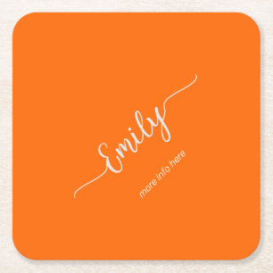 Neonorange-Schrift Rechteckiger Pappuntersetzer