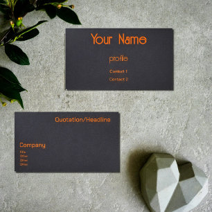 neonorange & schwarze Visitenkarte