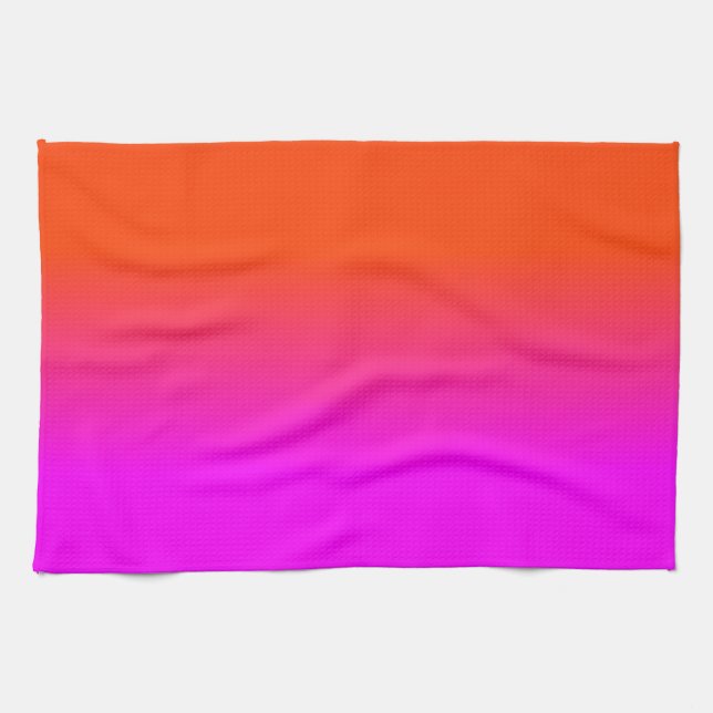 Neonorange und Pink Ombre Schatten-Farbe Geschirrtuch (Horizontal)
