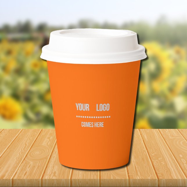 Neonorange Vollfarbe - Logo hinzufügen Pappbecher (Von Creator hochgeladen)