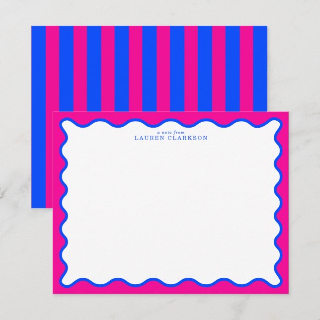 Neonpink & Elektrisch Blau Wellige Karte (Vorne/Hinten)