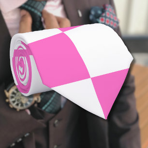Neonpink und weiß kariert Schachbrettmuster Vintag Krawatte