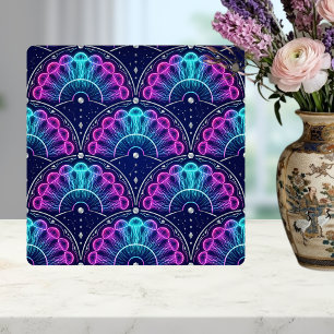 Neonqualle Art Deco Fächer Rosa Blau Fliese