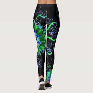 Neonquallen-Mandala-Yoga-Hosen-Laufen Leggings