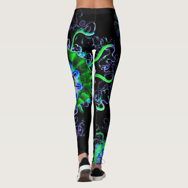 Neonquallen-Mandala-Yoga-Hosen-Laufen Leggings (Rückseite)