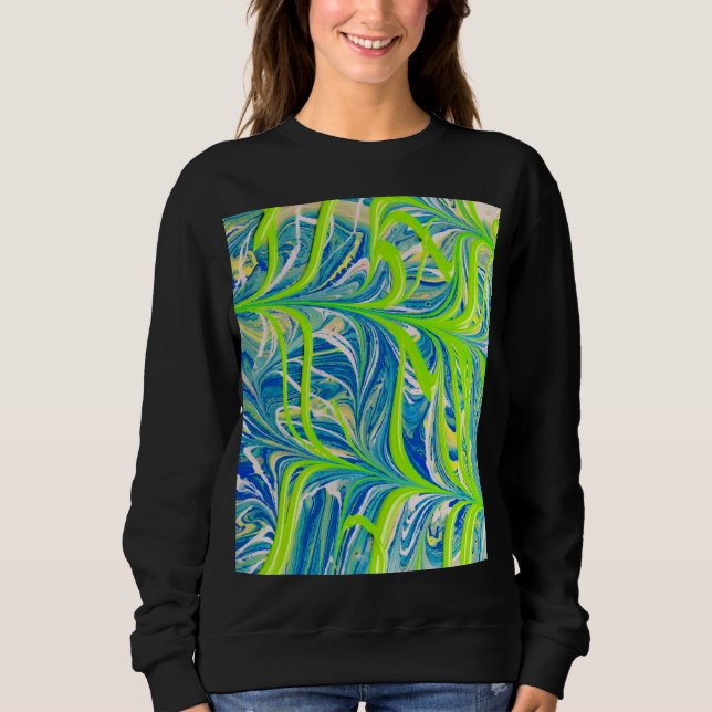 Neonranken auf blauem Marmor Sweatshirt (Vorderseite)