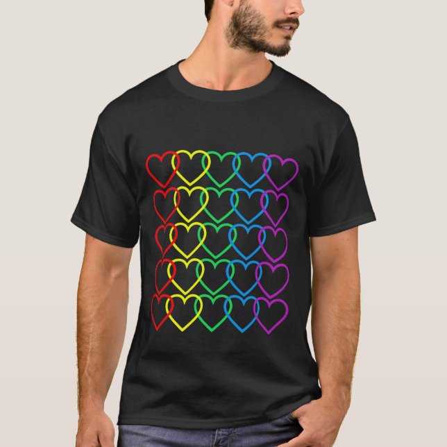 NEONregenbogen-HERZEN T-Shirt (Vorderseite)