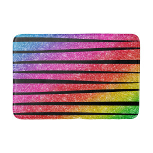Neonregenbogen-Imitat-Glitzerzebra-Streifen Badematte