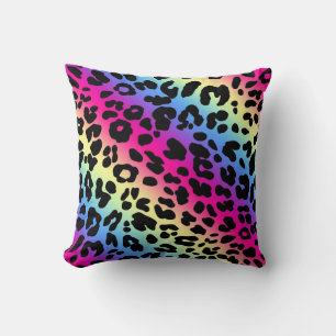 Neonregenbogen-Leopard-Muster-Druck Kissen