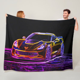 Neonregenbogen-Sport-Auto-Graffiti-Kunst Fleecedecke