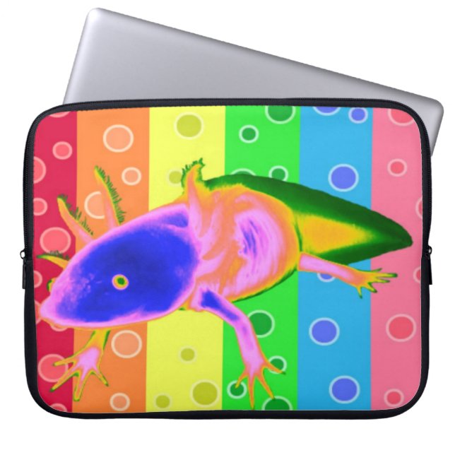 NeonregenbogenAxolotlfall Laptopschutzhülle (Vorderseite)