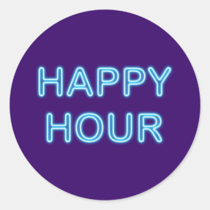 Neonreklame neon sign Happy Hour Runder Aufkleber