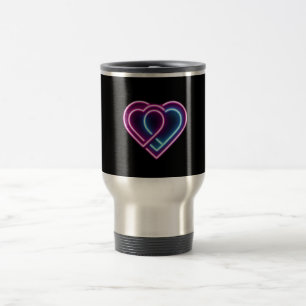 Neonrosa/blaues Herz Valentinstag Tasse