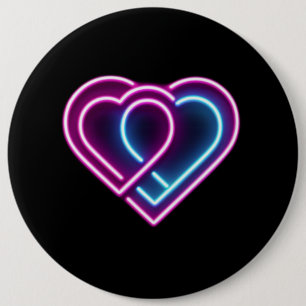 Neonrosa/blaues Herz Valentinstag Tasse Button