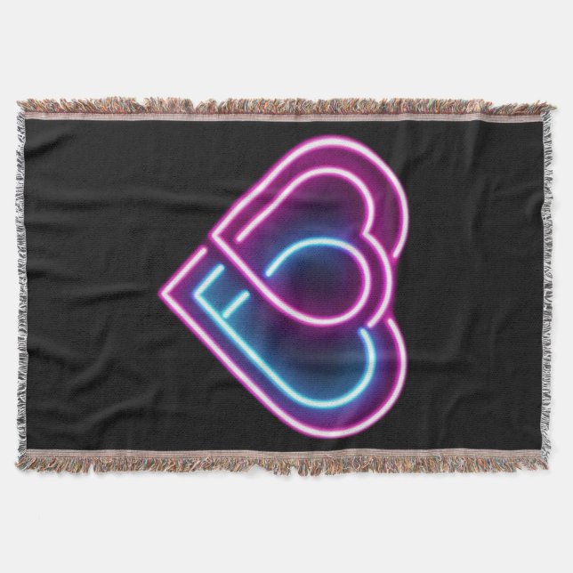 Neonrosa/blaues Herz Valentinstag Tasse Decke (Vorderseite)