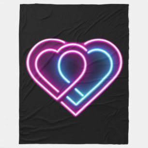 Neonrosa/blaues Herz Valentinstag Tasse Fleecedecke