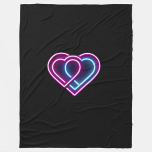 Neonrosa/blaues Herz Valentinstag Tasse Fleecedecke
