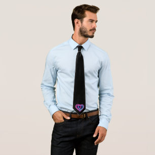 Neonrosa/blaues Herz Valentinstag Tasse Krawatte