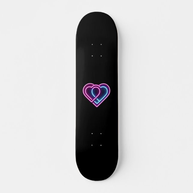 Neonrosa/blaues Herz Valentinstag Tasse Skateboard (Vorne)