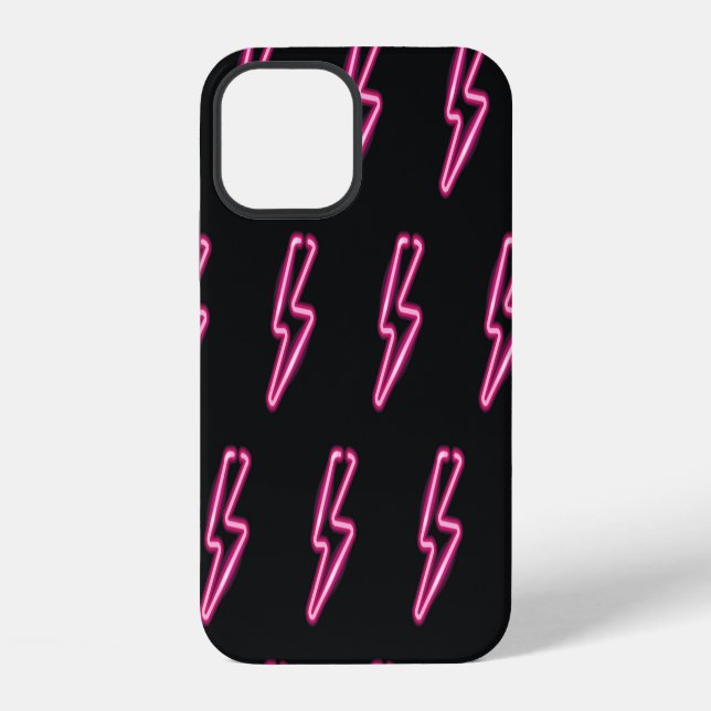 Neonrosa Blitz: Dunkler Hintergrund. iPhone Hülle (Rückseite)