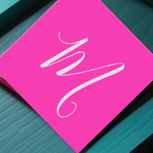 Neonrosa-chic-Monogramm Quadratische Visitenkarte