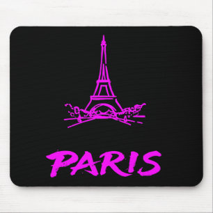 Neonrosa Eiffelturm Paris Skizze Modern Mousepad